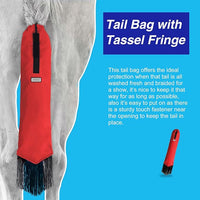 Harrison Howard Smooth Lightweight Adjustable Fastener Nylon Horse Tail Bag with Fringe