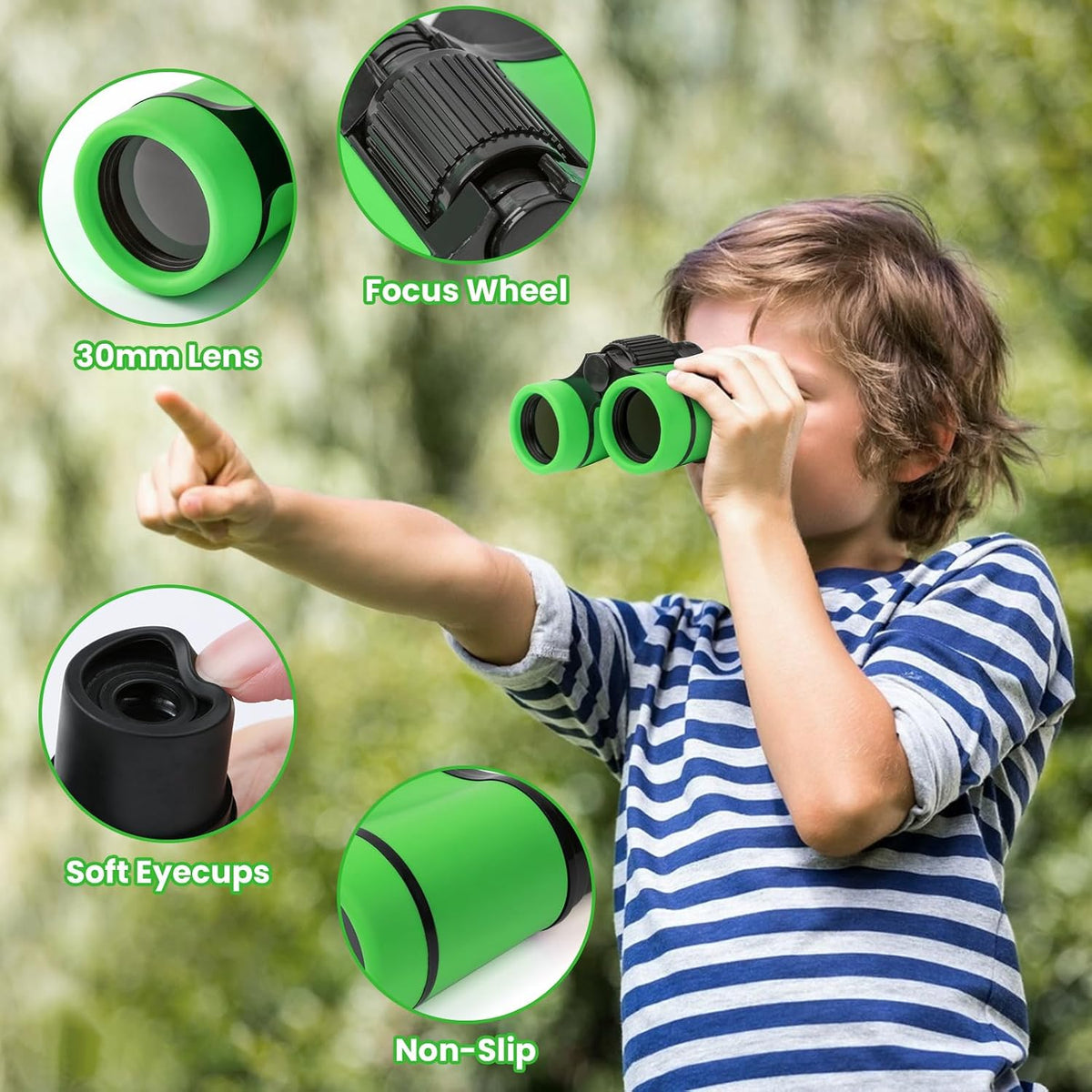 Dr. Anison kids binoculars set in blue with canvas bag and neck strap - view 7