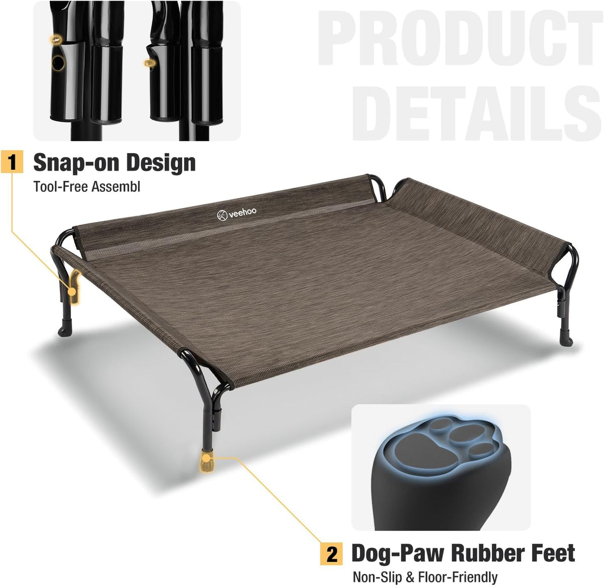 Veehoo Cooling Elevated Dog Bed - Brown / 47.0"L x 32.0"W x 12.0"Th - image 3