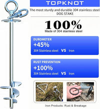 TOPKNOT Dog Tie Out Cable and Stake,20FT Heavy Duty Cable,360°Swivel Dog Run- No Tangle,Runner for Yard - Up to 200LBS,Chain for Yard Ideal for Outdoor Camping