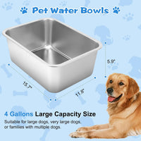 YUEPET 3 Gal Large Stainless Steel Dogs Water Bowl - 4 Gallons - image 2