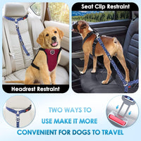 SlowTon Dog Seat Belt for Car - B.Blue Paw / Medium/Large (Headrest + Clip) - image 3