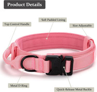 Tactical Dog Collar, Adjustable Military Training Nylon Pet Collar, Black L – Essentials for Dogs - Light Pink / XXLarge :Width 1.5",Neck 24-29" - image 3