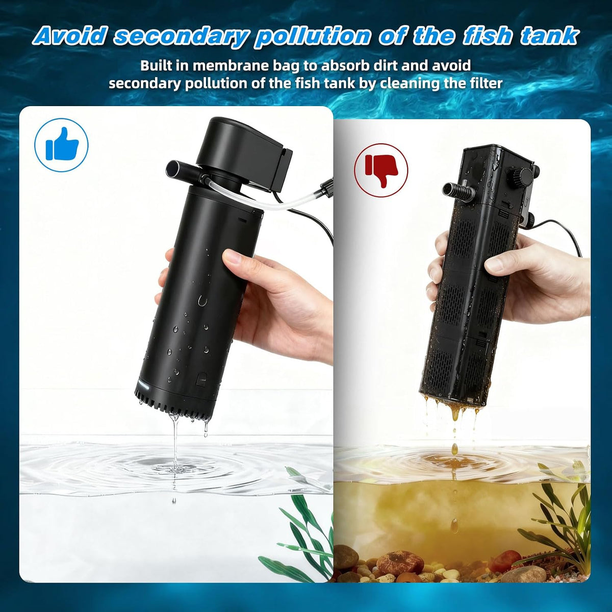 200GPH Aquarium Filter, U-V for Aquarium for 20-75 Gal Tank - Aquarium Filter for 75-200 Gallon / Black - image 4