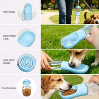 Portable Dog Water Bottle with Food Container - Sky Blue / 19oz - image 4
