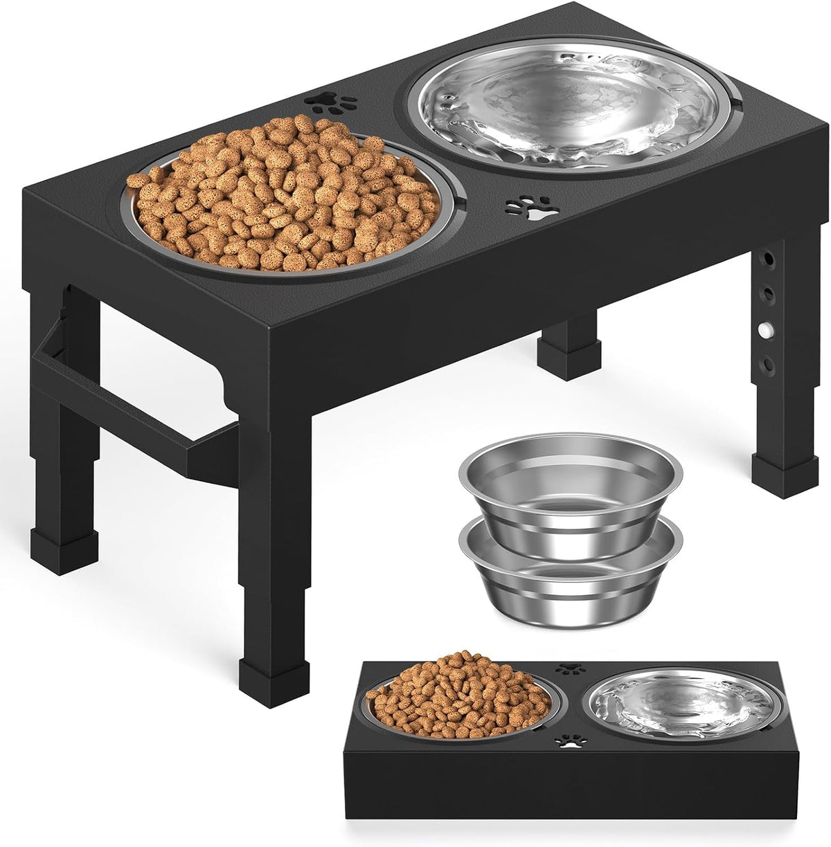 Elevated Dog Bowls Stand Large Breed - Black