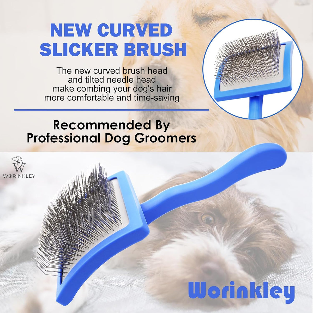 Slicker Brush for Dogs, Long Pin Doodle Grooming Brush, Large - image 3