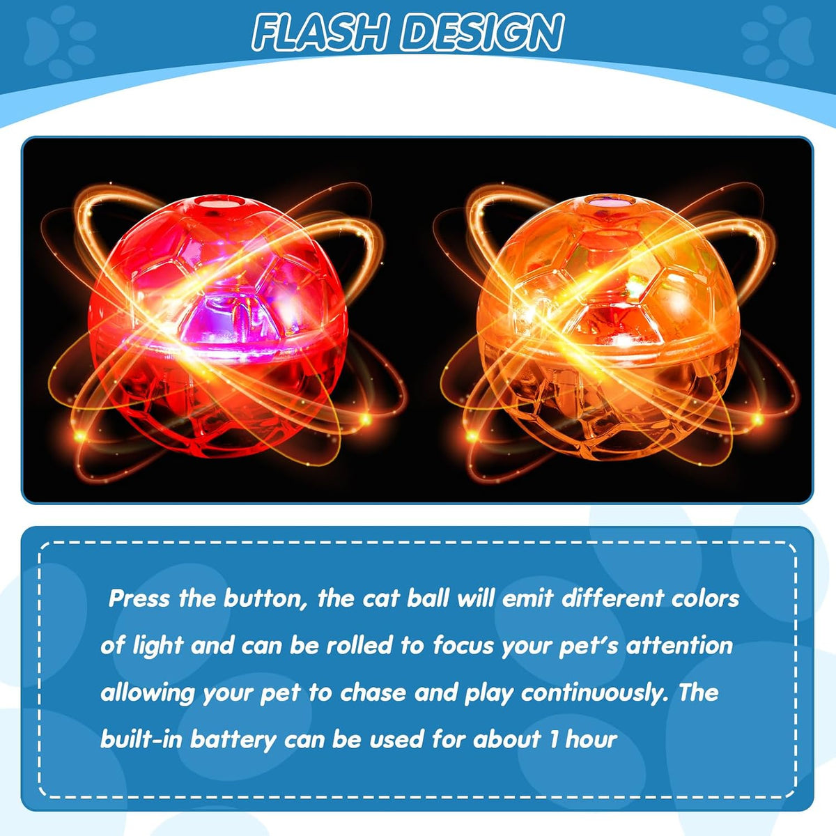 Frienda 4 Pcs Light up Cat Ball LED Motion Ghost Hunting Cat Ball – Essentials for Cats - Classic - image 3