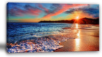 Yxbhhym-Large Pictures for Living Room Wall Art Sunset Beach Artwork for Wall Coastal Room Decor Ocean Canvas Wall Art Seascape Print Painting Sea Poster Bedroom Wall Decor Office Home Decoration