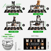 SHAINFUN Elevated Dog Bowls with Slow Feeder & Mat for Medium - Black-3L-Three - image 4