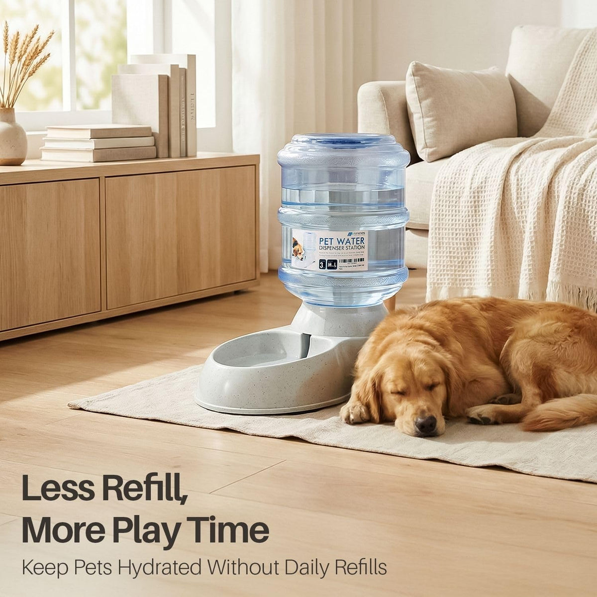 Flexzion Gravity Pet Water Dispenser Drinking Station for Dogs Cats - 3 Gallon - image 2