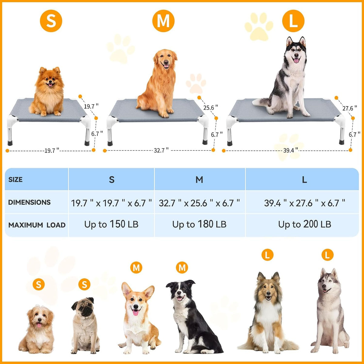 Elevated Dog Bed for Small Dogs, Dog Cooling mat Cot - Grey-M-1 - image 3
