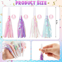 Mermaid party blowers with glitter metallic fringe in pink, purple, white and blue - view 8