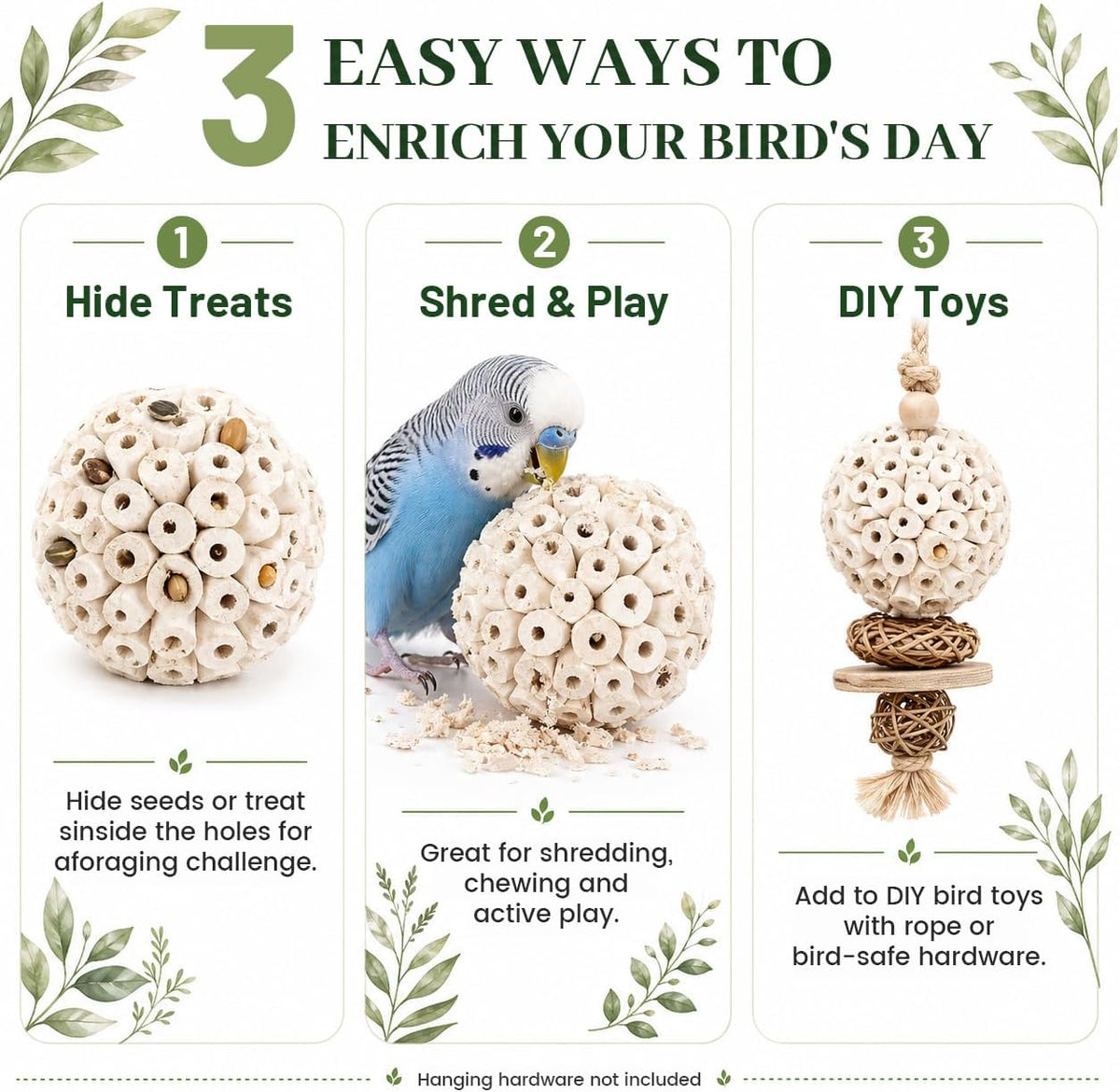 4PCS Bird Toys Sola Balls 2.36'', Bird Foraging Toy - 4 PK - image 4