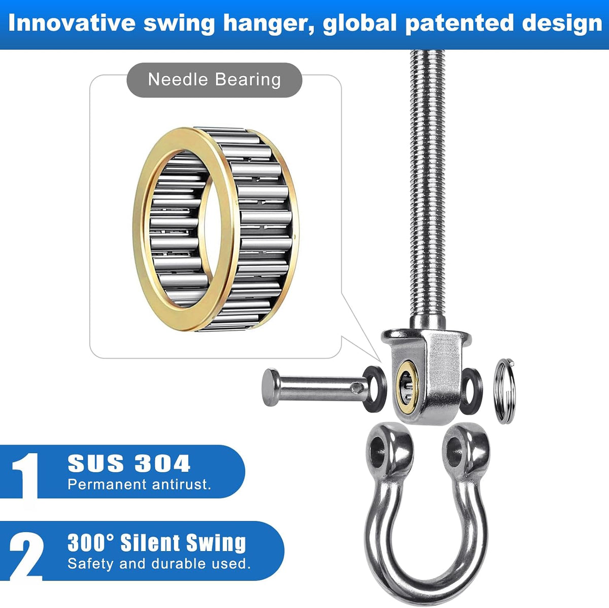 BeneLabel heavy duty stainless steel swing hangers with bearings, set of 2 - view 32