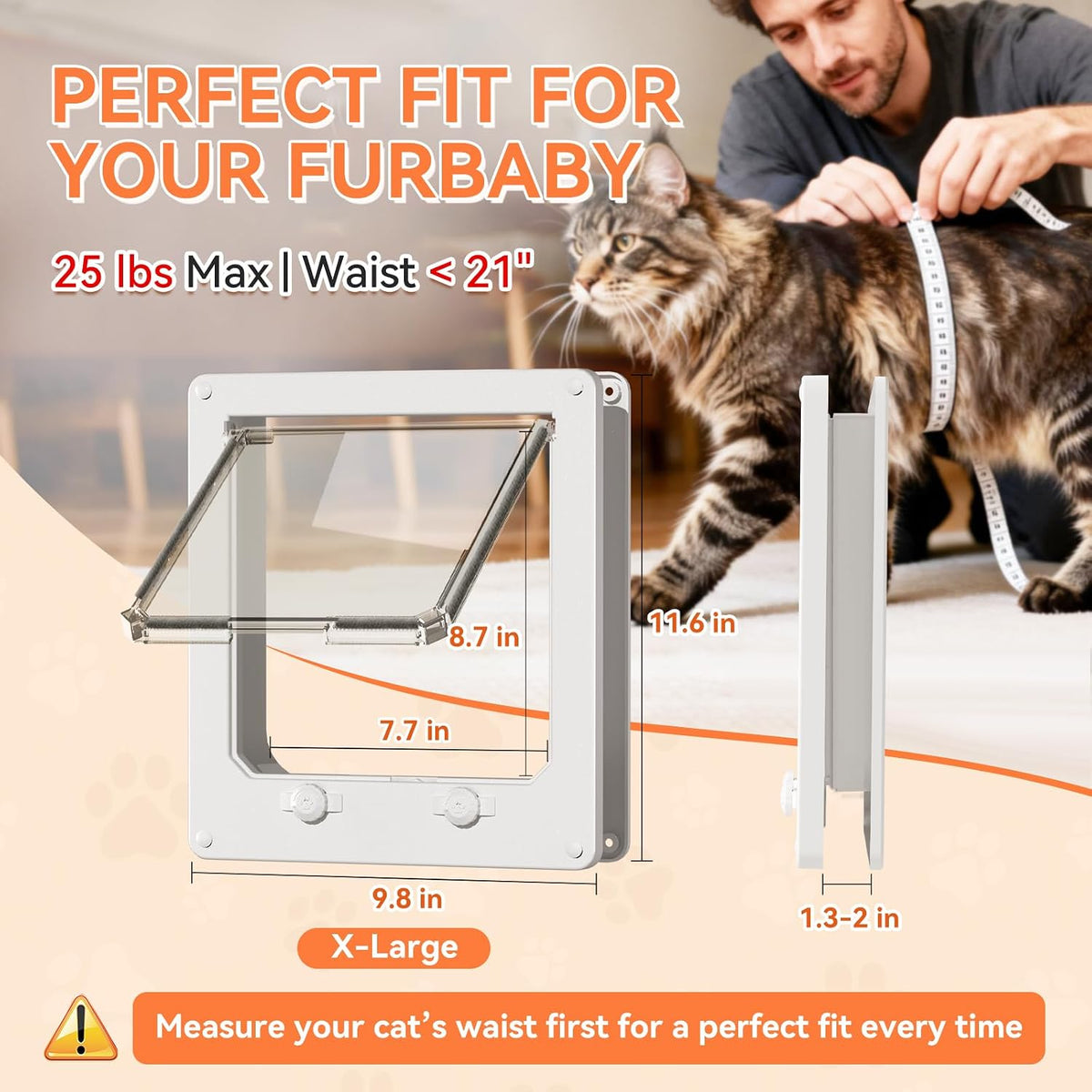 LIBBEPET Cat Door Interior Door - XL - Inner Size: 7.7"W x 8.7"H - image 2