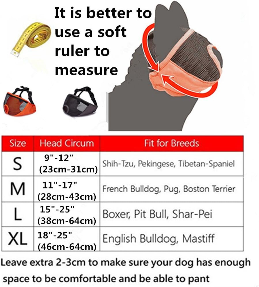 Short Snout Dog Muzzle - Adjustable Breathable Mesh Bulldog Muzzle for Biting Chewing Barking - Grey / X-large/ 18"-25" - image 4