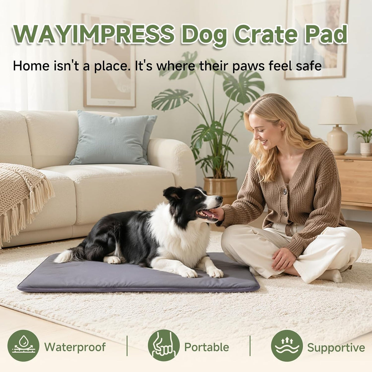 Outdoor XL Dog Crate Pad Bed, Waterproof Wipeable Mat, 41" - Dark Grey / 23"L x 17"W x 1.2"Th - image 4