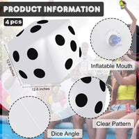 Mototo 4 pack jumbo inflatable dice in red, white, black and blue - view 12
