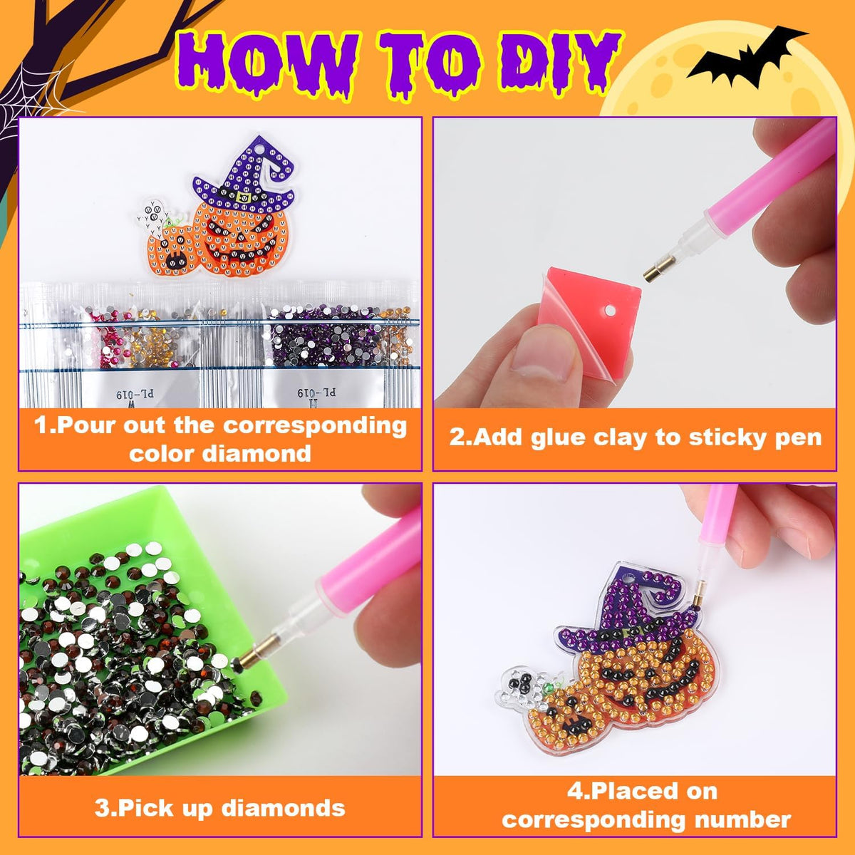 Labeol Diamond Art Kits for kids 5D Diamond Creat Your Own GEM - halloween - image 3