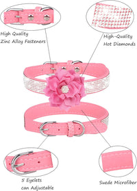 Rhinestone Sparkly Flower Dog Collar with Detachable Bloom