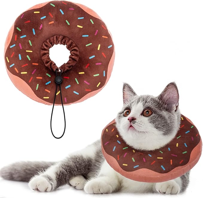 BINGPET Soft, Adjustable Protective Cat Cone Collar Alternative - Cute Surgery Recovery Suit for Kittens and Puppies - Prevents Licking Wounds