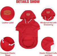 Small Dog Hoodie,Warm Winter Dog Sweater with Pocket & Leash Hole – Essentials for Dogs - Red / L (Back: 20",Chest: 28", Neck: 17") - image 3