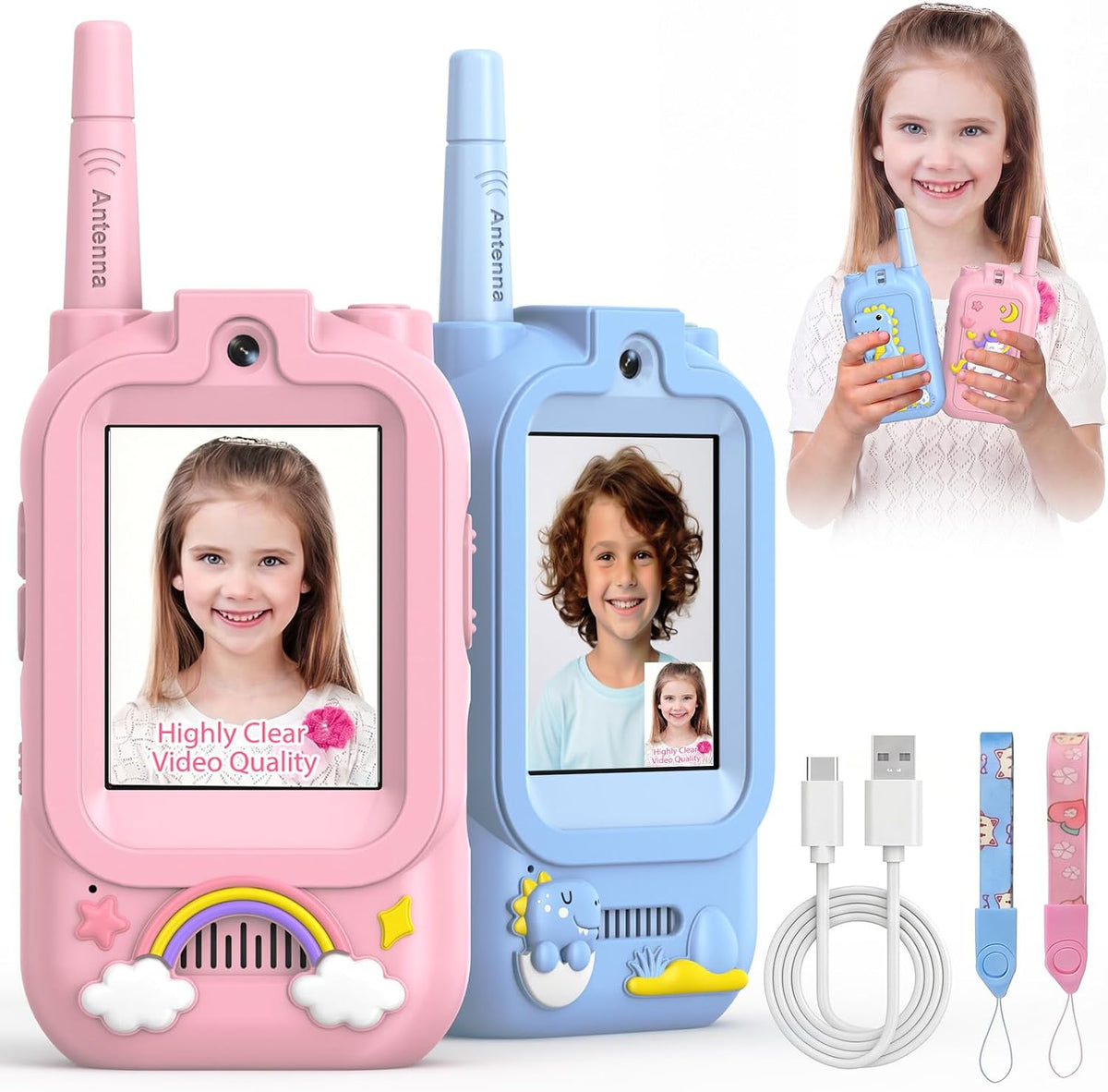 Video Walkie Talkies for Kids - Dark Pink+Dark Blue