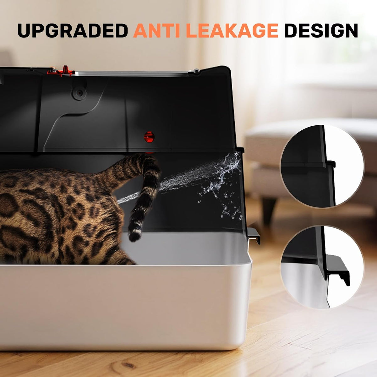 Stainless Steel Litter Box with Lid - Black - image 2