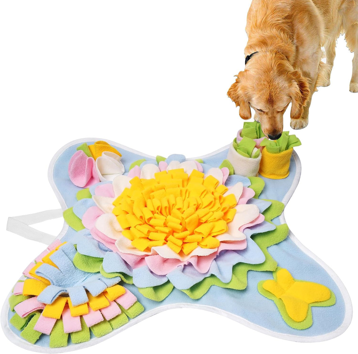Snuffle Mat for Dog Puzzle Toys Interactive Pet Food Mat Cat Feeding - Yellow Blue