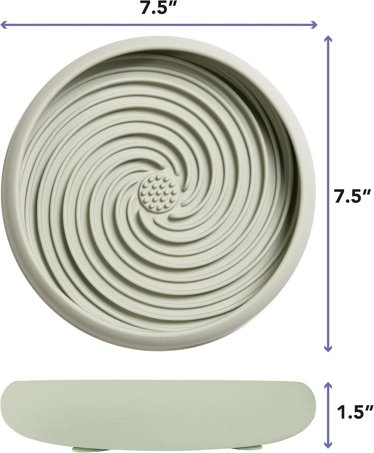 Lick Dish, Silicone Lick Mat + Slow Feeder for Cats & Small Dogs - Sage / Large - image 2