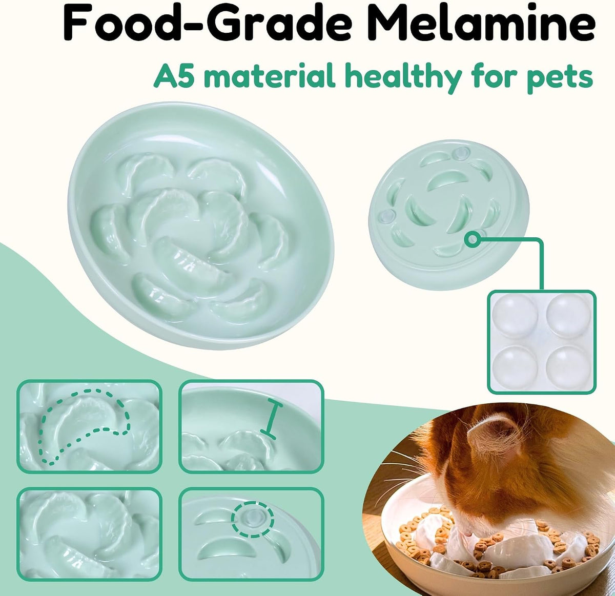 Slow Feeder Bowl for Cats and Small Dogs - Green / 6.3''W x 1.5''H - image 4
