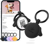 QR & NFC Pet ID Tag, Silent Silicone Dog Name Tag - Black