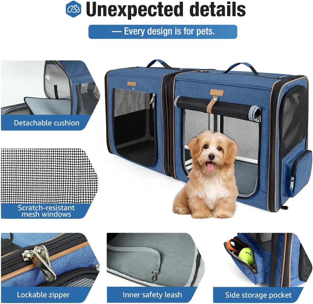 Lekereise Large Cat Carrier for 2 Cats - Blue / M-2 Cats Travel - image 4