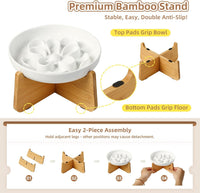 Melamine Cat Slow Feeder Bowl Set - Blue / 1 PACK - with Stand - image 4