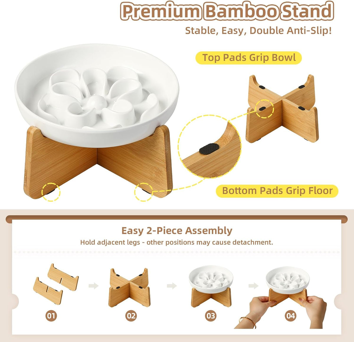 Melamine Cat Slow Feeder Bowl Set - Blue / 1 PACK - with Stand - image 4