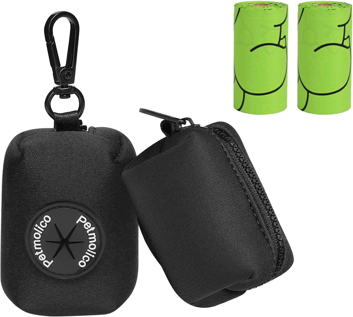 Petmolico Dog Poop Bag Holder Dispenser 2 Pack, Pink Rose – Essentials for Dogs - Black