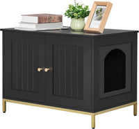 28.3" L Cat Litter Box Enclosure with Metal Frame - 28.3"L / Black