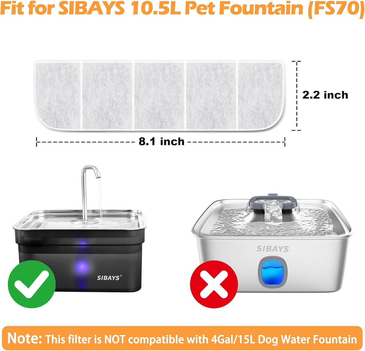 SIBAYS 8 Pack Dog Water Fountain Filters Replacement for SIBAYS - image 2