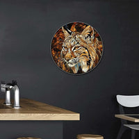 Lygond Aluminum Circular Stained Glass Bobcat Restroom Sign, 88 Inches