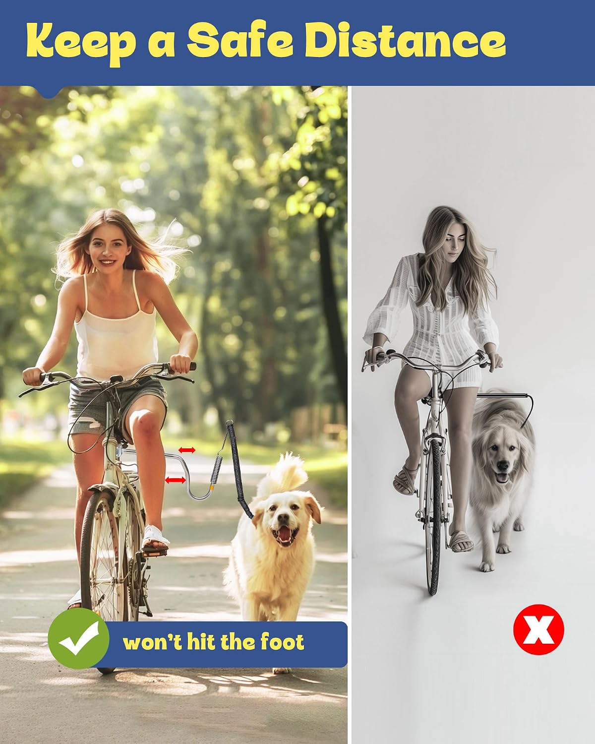 Dog Bike Leash Attachment for Medium & Large Dogs, Silver – Essentials for Dogs - image 3