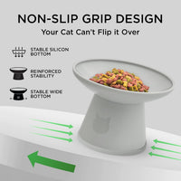 Necoichi BPA-Free Extra-Wide Elevated Cat Food Bowls - Gray and White (Classic) - image 2