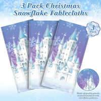 NatNarr 3 Pack Wood Grain Plastic Tablecloths - Frozen Castle - image 3