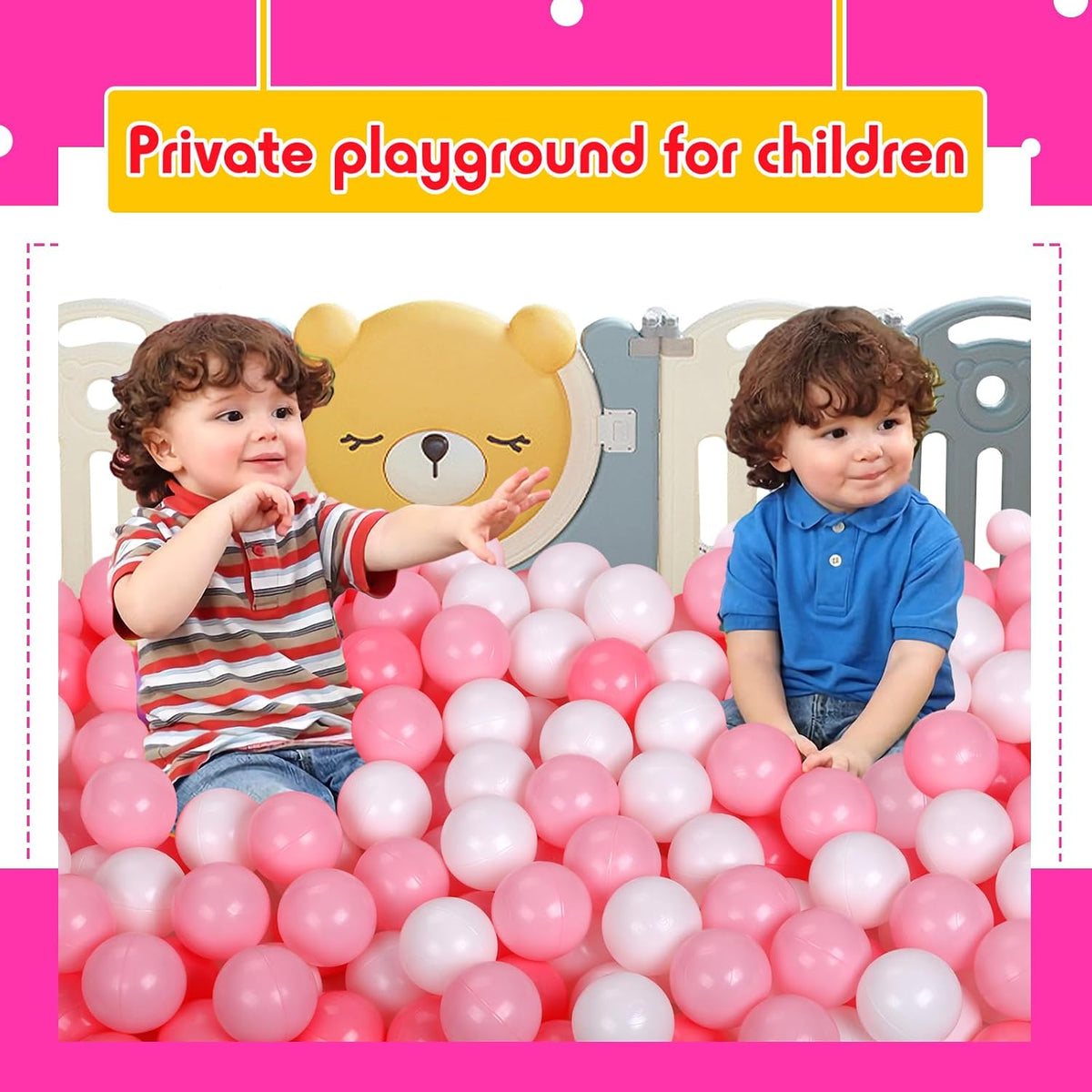 Vanland Ball Pit Balls, Plastic Playpen Balls for Babies Toddlers and Kids – Fun for Kids & Family - White+pink / 100 Balls - image 3
