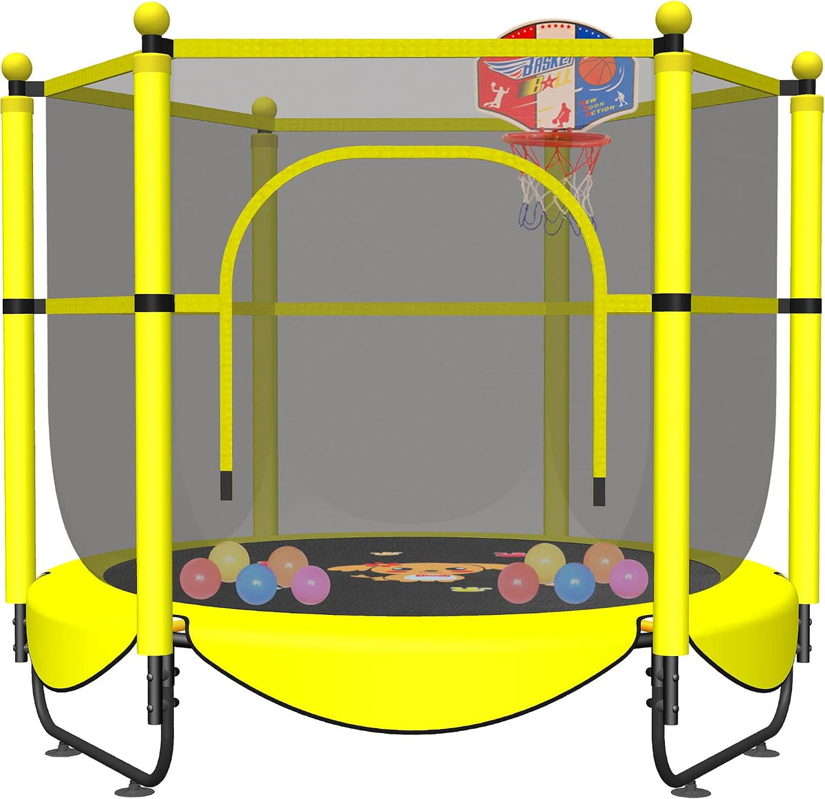 VGMiu 60" Trampoline for Kids - Yellow-BD / 5FT
