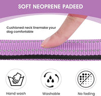 Reflective Dog Collar Padded with Soft Neoprene Breathable Quick Release Basic Dog Collars for Medium Large Dogs Lavender