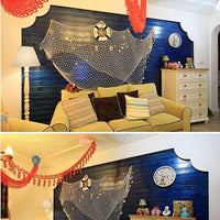 Nature Fish Net Wall Decoration with Shells, Ocean Themed Wall Hangings Fishing Net Party Decor for Pirate Party,Wedding,Photographing Decoration (Fishnet-2pack-Beige)
