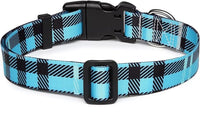 Mercano Adjustable Dog Collar - Special Design Patterns, Soft Nylon Comfortable Durable Pet Collar for Small Medium Large Dogs (S, Blue Plaid)