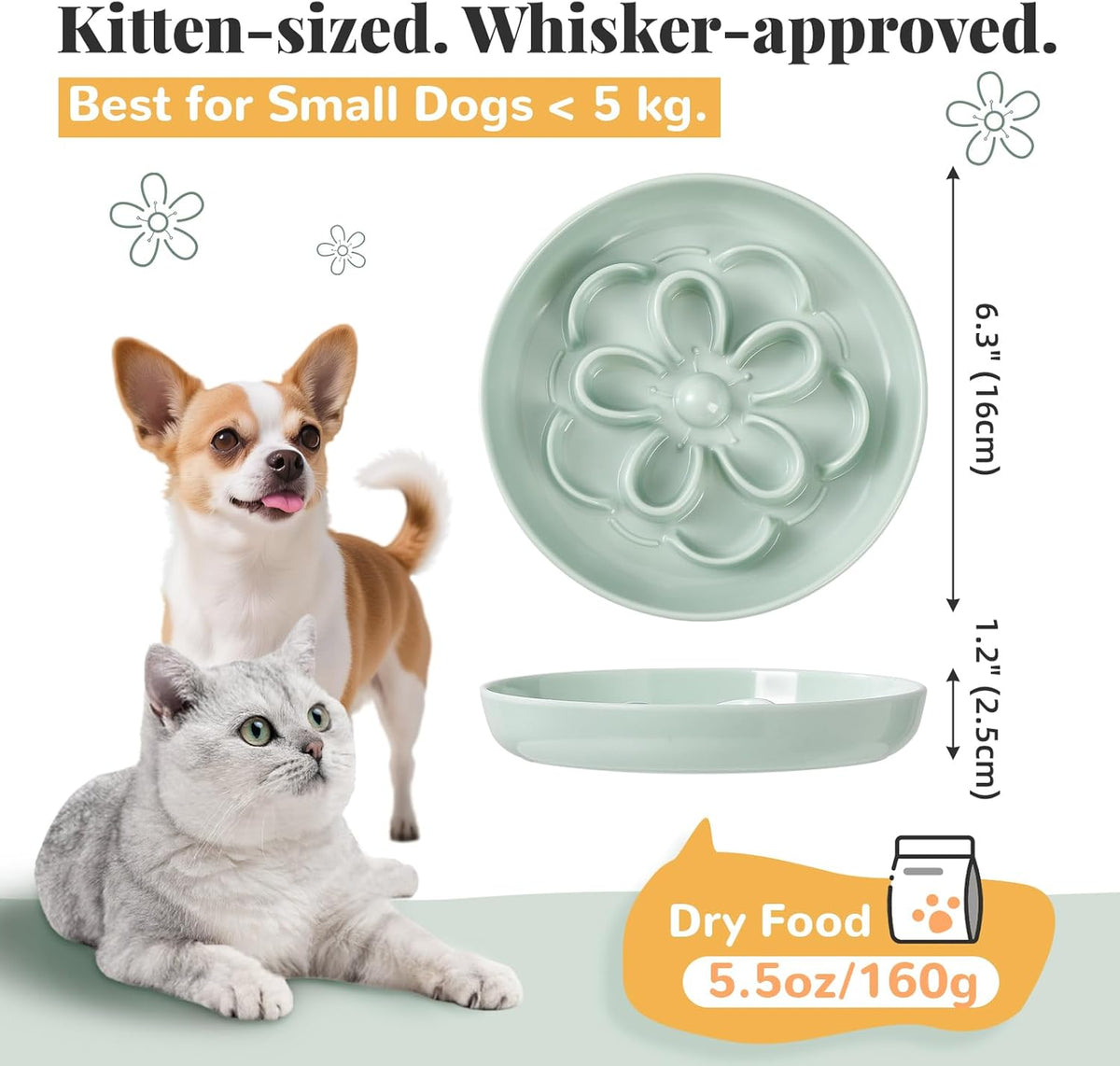 Melamine Cat Slow Feeder Bowl Set - White & Green & Blue / 3 PACK - image 2