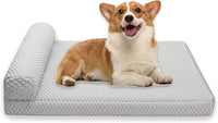 Tinaco Orthopedic Cooling Bed for Large Dogs & Cats - Removable, Washable Cover (White/Grey, Large)